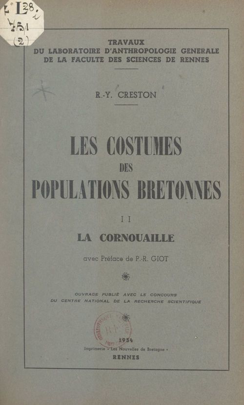 Couverture ebook de Les costumes des populations bretonnes (2). La Cornouaille, de Rene-Yves Creston