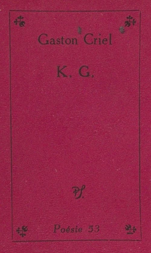 ebook cover of K. G., by Gaston Criel