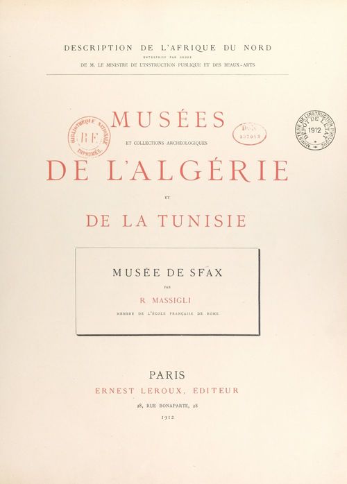 Couverture ebook de Musée de Sfax, de Rene Massigli