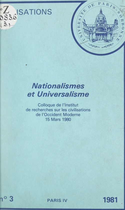 Couverture ebook de Nationalismes et universalisme, de Institut De Recherche Sur Les Civilisati