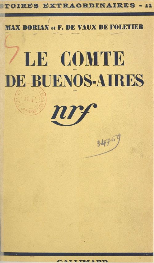 ebook cover of Le comte de Buenos-Aires, by Max Dorian, François de Vaux de foletier