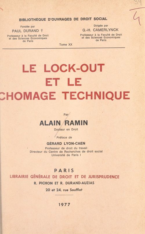 Couverture ebook de Le lock-out et le chômage technique, de Alain Ramin