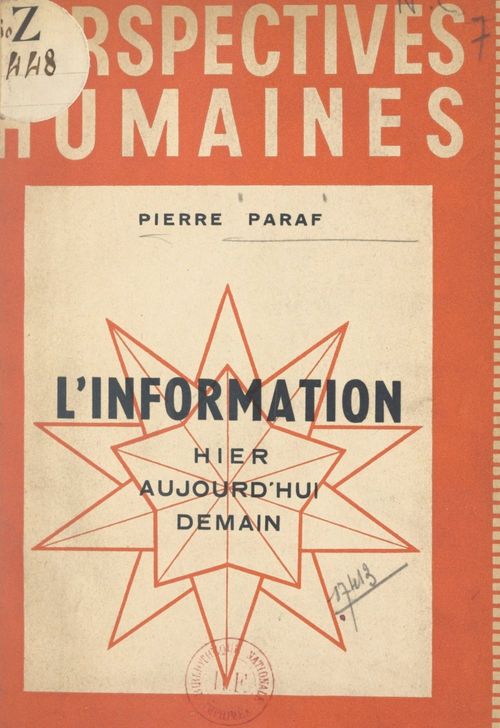 Couverture ebook de L'information : hier, aujourd'hui, demain, de Pierre Paraf