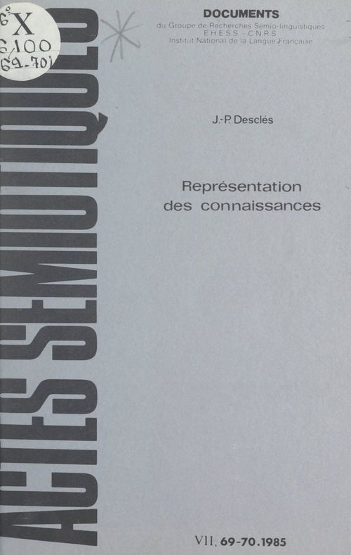 Couverture ebook de Représentation des connaissances, de Jean-pierre Desclés