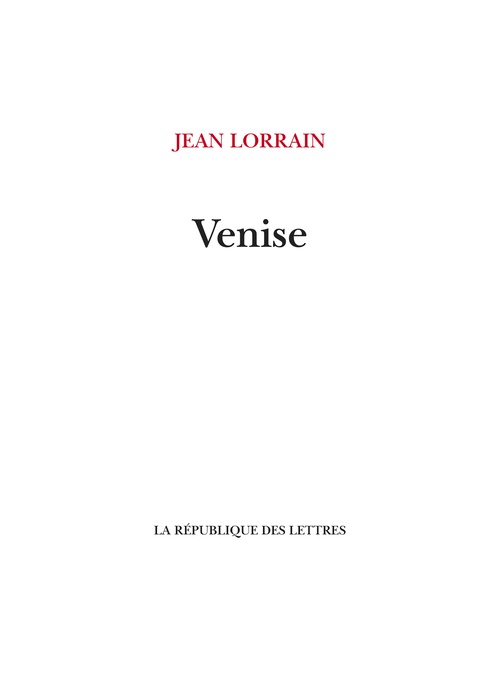 Couverture ebook de Venise, de Jean Lorrain