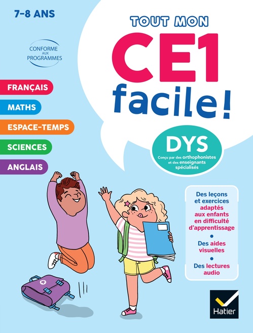 ebook cover of Mon CE1 facile ! Adapté aux enfants DYS ou en difficulté d'apprentissage - 7/8 ans, by Evelyne Barge, Marco Overzee, Delphine Renon