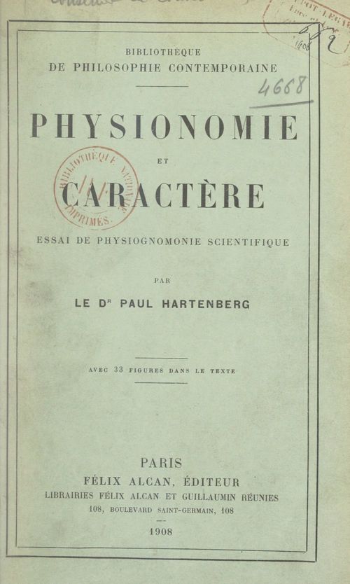 Couverture ebook de Physionomie et caractère, de Paul Hartenberg