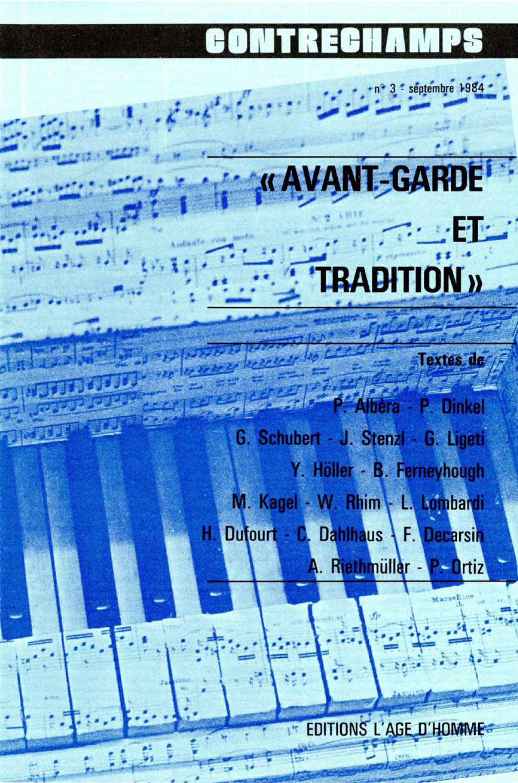 ebook cover of Avant-garde et tradition, by Philippe Albera