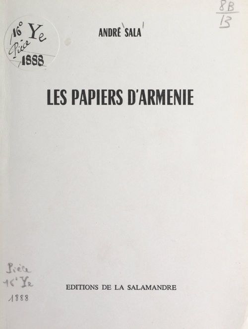 ebook cover of Les papiers d'Arménie, by Andre Sala