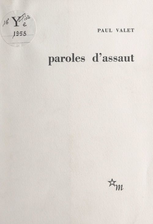 Couverture ebook de Paroles d'assaut, de Paul Valet