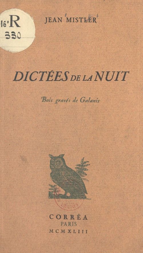 ebook cover of Dictées de la nuit, by Jean Mistler