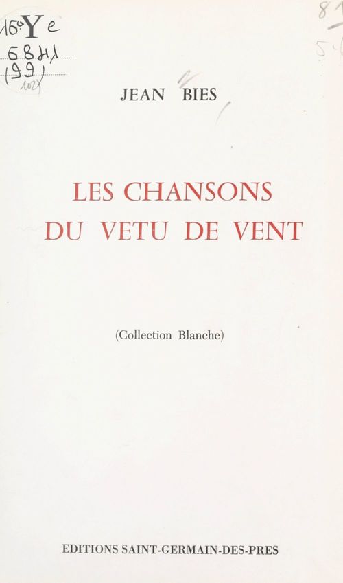Couverture ebook de Les chansons du "vêtu de vent", de Jean Bies