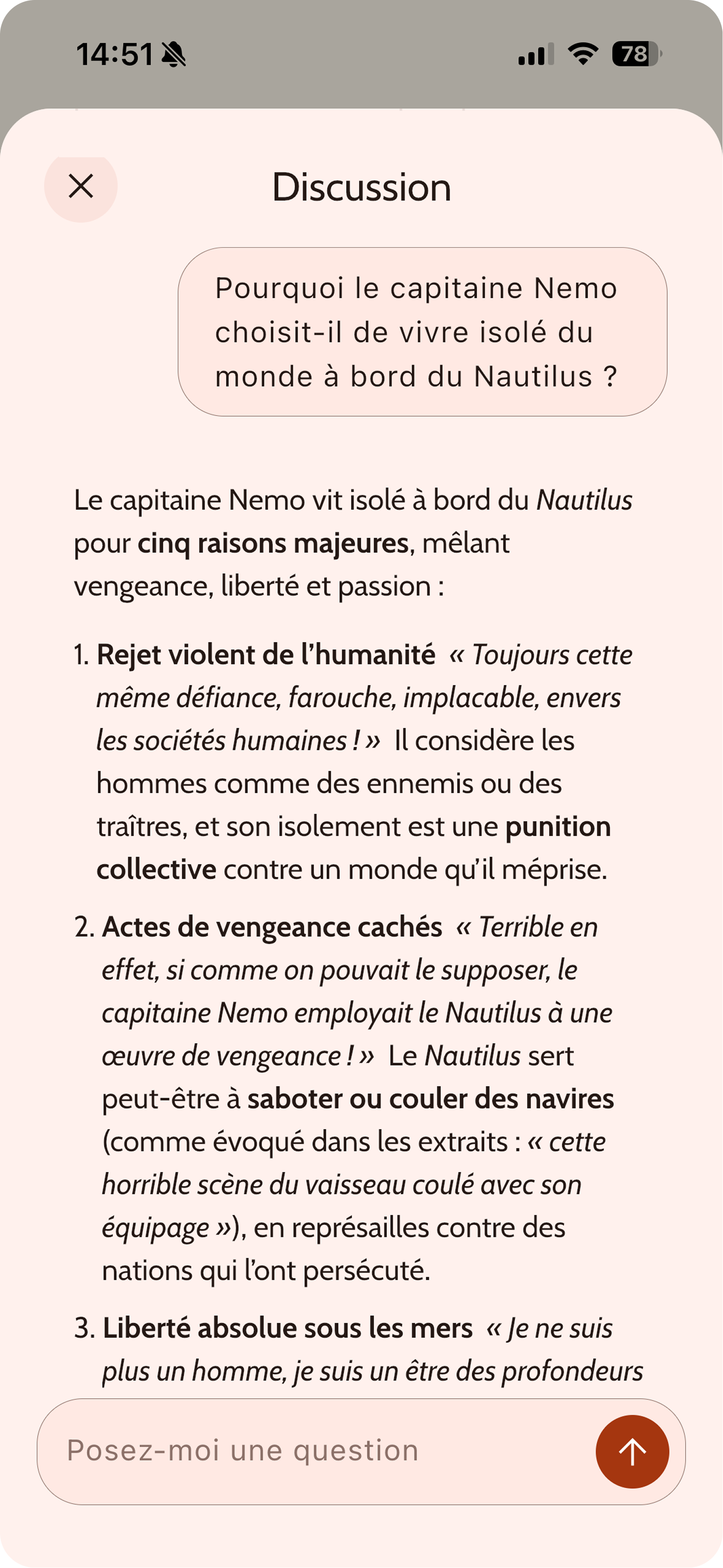 Réponse générée dans la discussion SmartBook