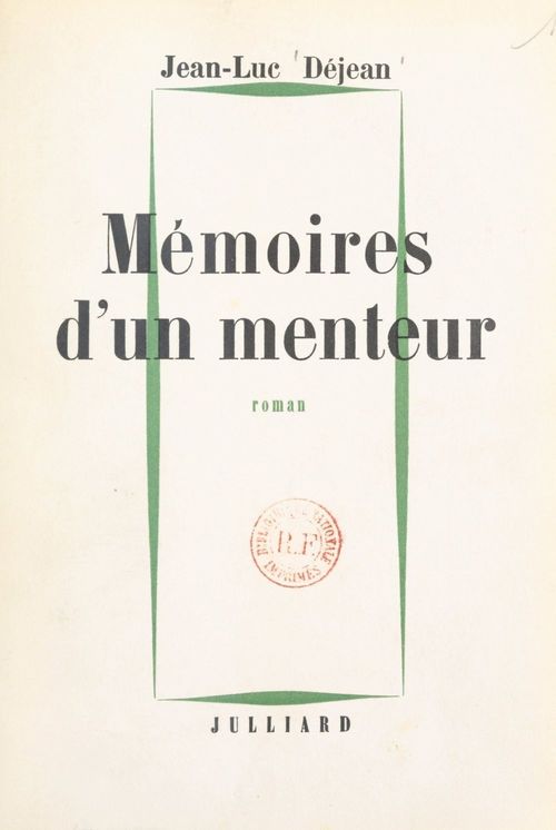 Couverture ebook de Mémoires d'un menteur, de Jean-luc Dejean