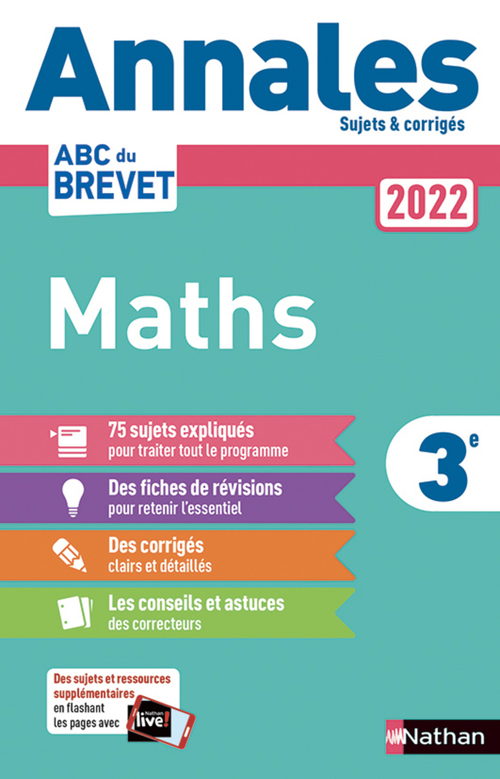 Couverture ebook de Annales ABC du Brevet 2022 - Maths 3e - Sujets et corrigés + fiches de révisions, de Carole Feugère, Gilles Mora