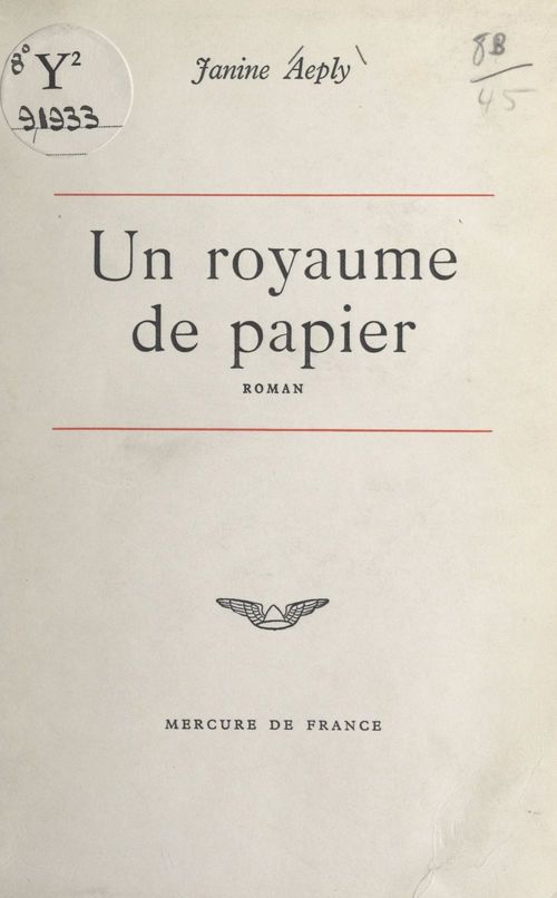 ebook cover of Un royaume de papier, by Janine Aeply