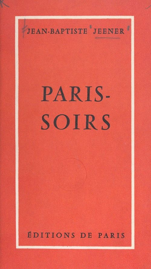 ebook cover of Paris-soirs, by Jean Baptiste Jeener