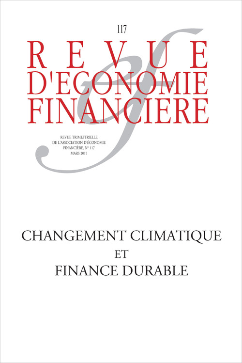 Couverture ebook de Changement climatique et finance durable, de Revue D'Economie Financiere