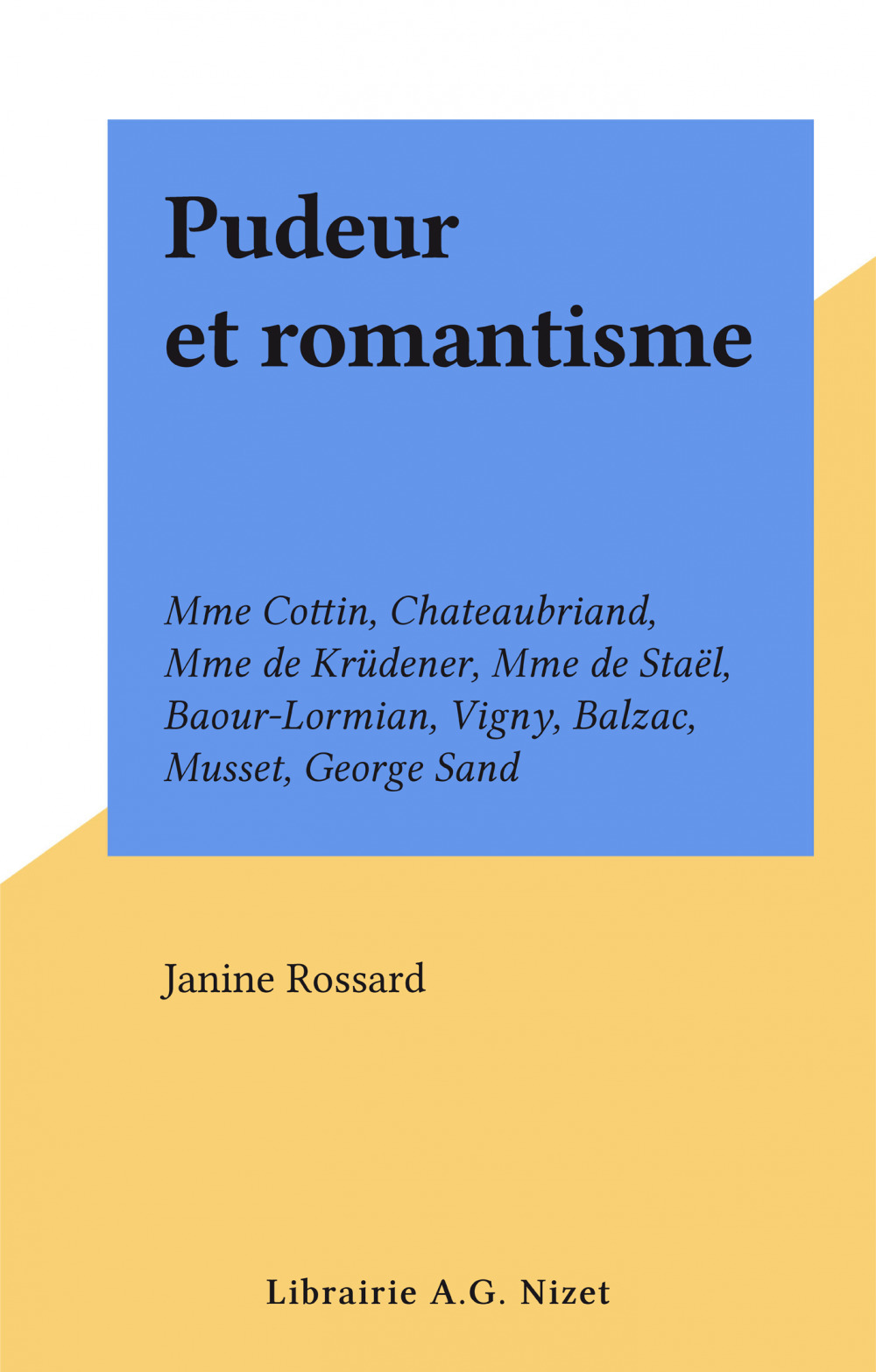 ebook cover of Pudeur et romantisme, by Janine Rossard