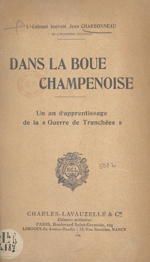 Couverture ebook de Dans la boue champenoise, de Jean Charbonneau