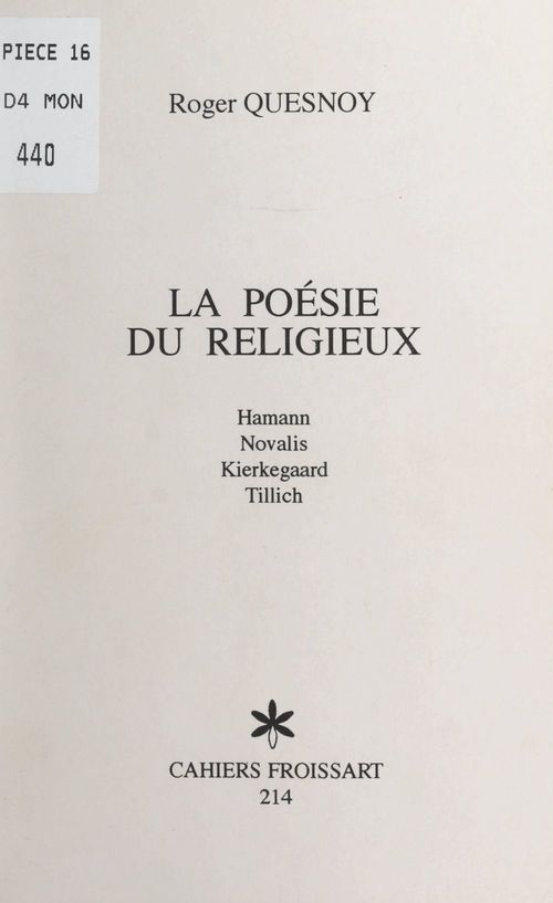 Couverture ebook de La poésie du religieux, de Roger Quesnoy