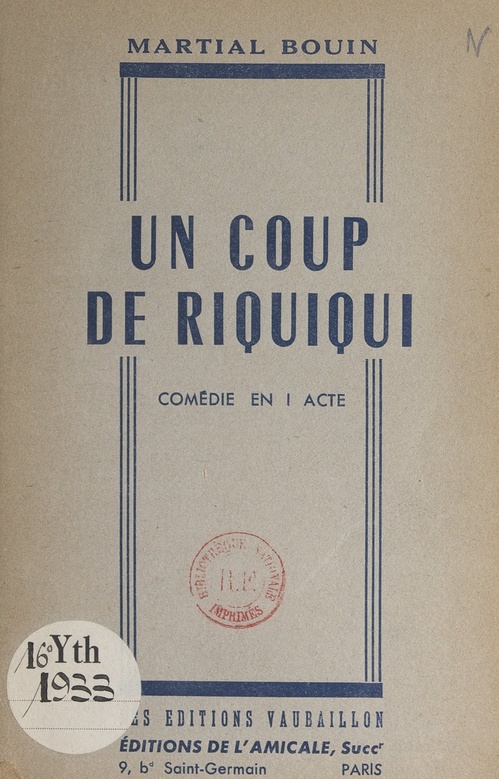 Couverture ebook de Un coup de Riquiqui, de Martial Bouin