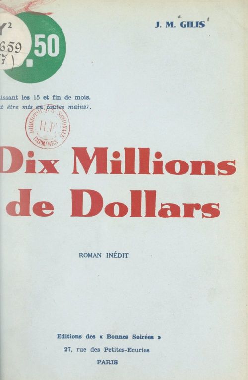 Couverture ebook de Dix millions de dollars, de J.-M. Gilis