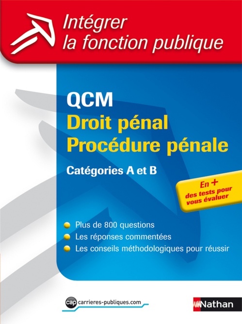ebook cover of QCM droit pénal procédure pénale - Cat. A et B Format : ePub 3 FL Intégrer la fonction publique, by Sylvie Grasser