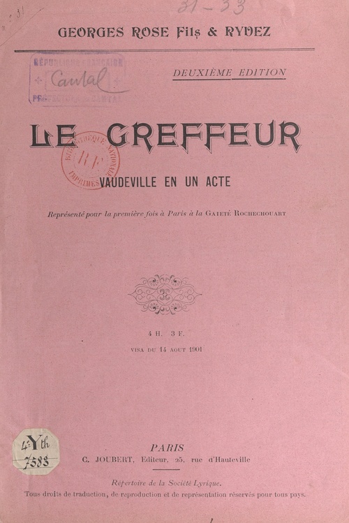 ebook cover of Le greffeur, by Henry Rydez, Georges Rose