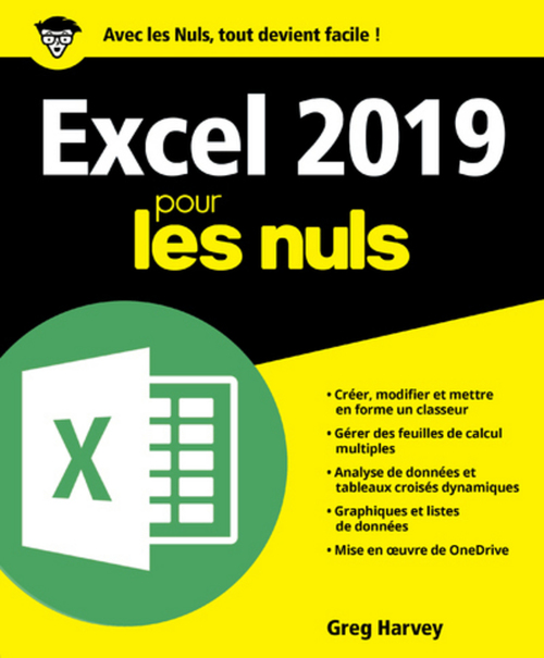 Couverture ebook de Excel 2019 pour les Nuls, de Greg Harvey