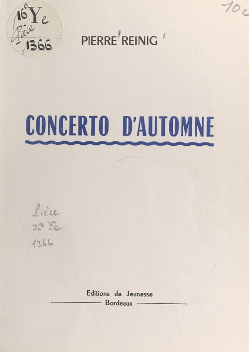 Couverture ebook de Concerto d'automne, de Pierre Reinig
