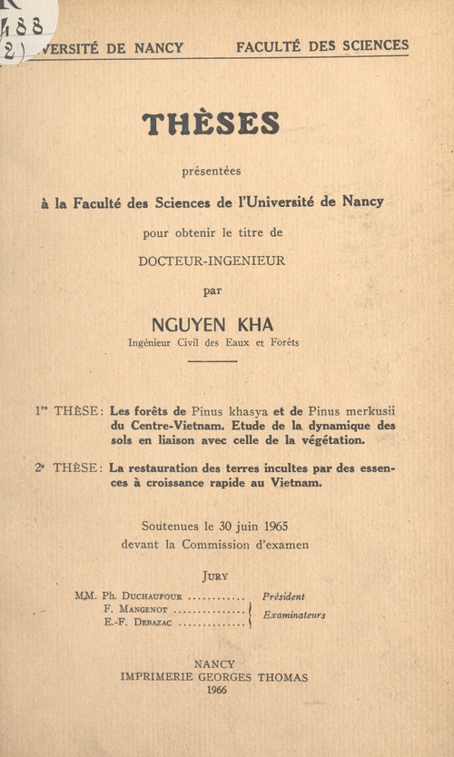 ebook cover of Les forêts de Pinus khasya et de Pinus merkusii du Centre-Vietnam. Étude de la dynamique des sols en. liaison avec celle de la végétation, by Nguyen Kha