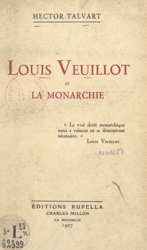 ebook cover of Louis Veuillot et la monarchie, by Hector Talvart