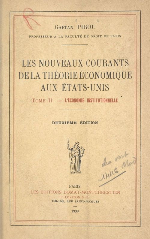 ebook cover of Les nouveaux courants de la théorie économique aux États-Unis (2), by Gaetan Pirou