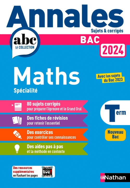 ebook cover of Annales ABC du BAC 2024 - Maths Tle - Sujets et corrigés - Enseignement de spécialité Terminale - Epreuve finale - Corrigé - EPUB, by Julien Besson, Isabelle Lericque, Luis Mateus, Joël Ternoy