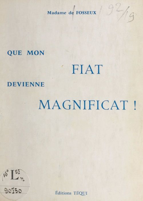 ebook cover of Que mon fiat devienne magnificat !, by Isabelle de Fosseux