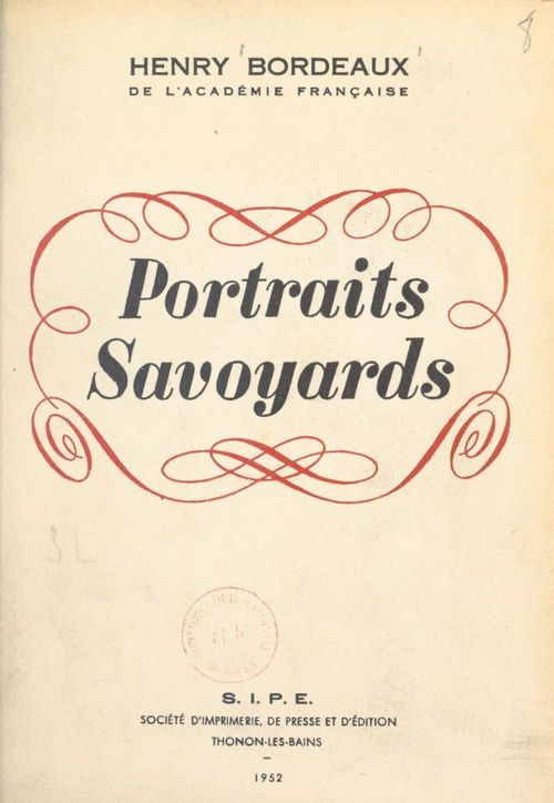 Couverture ebook de Portraits savoyards, de Henry Bordeaux