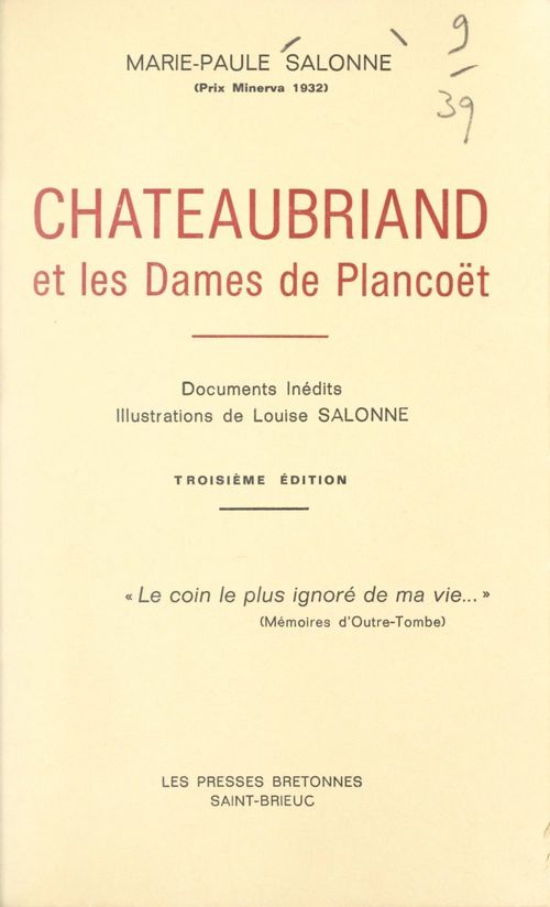 Couverture ebook de Chateaubriand et les dames de Plancoët, de Marie-Paule Salonne