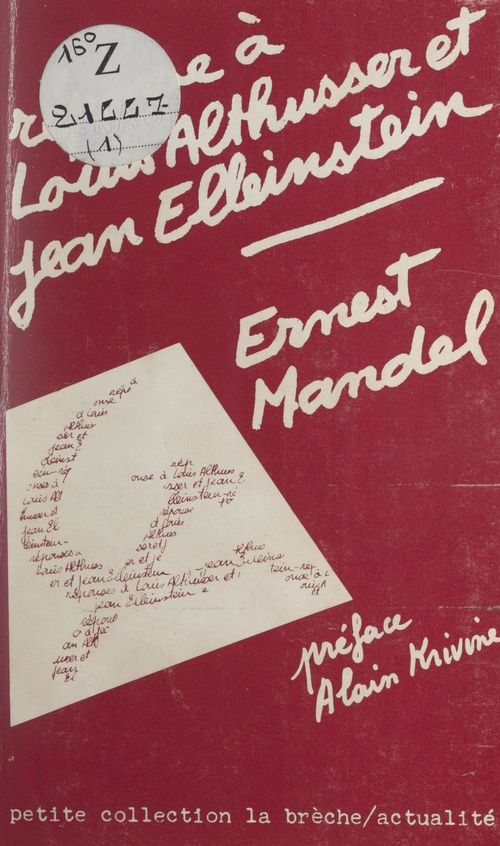 Couverture ebook de Réponse à Louis Althusser et Jean Elleinstein, de Ernest Mandel