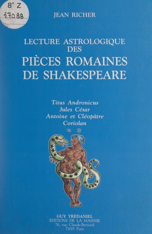 ebook cover of Lecture astrologique des pièces romaines de Shakespeare, by Jean Richer