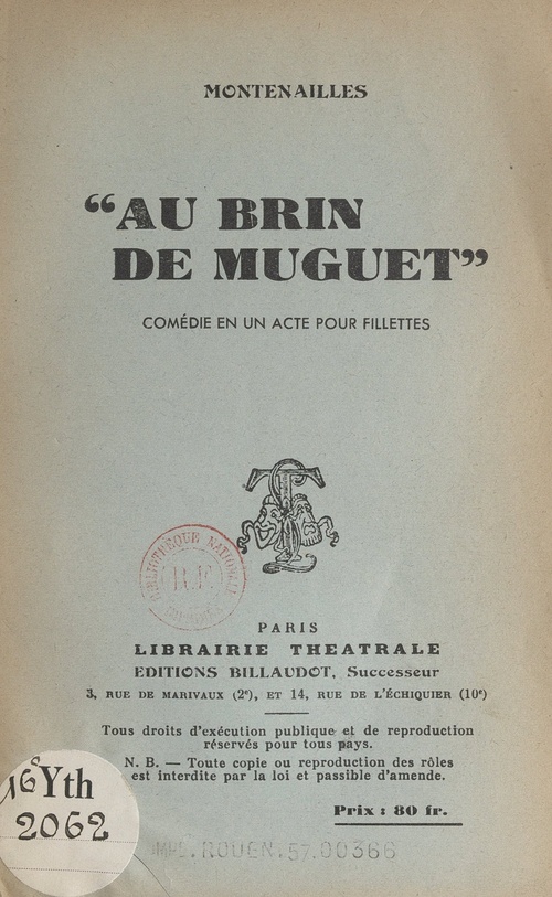 Couverture ebook de Au brin de muguet, de Montenailles