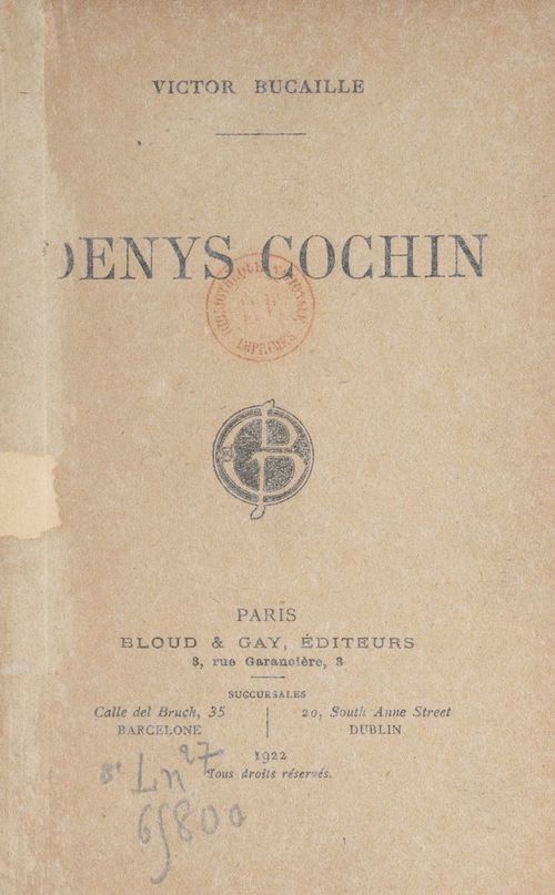 Couverture ebook de Denys Cochin, de Victor Bucaille