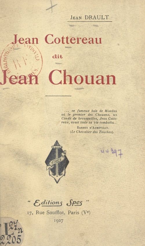 Couverture ebook de Jean Cottereau, dit Jean Chouan, de Jean Drault