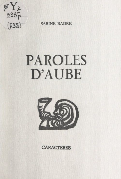ebook cover of Paroles d'aube, by Sabine Badre