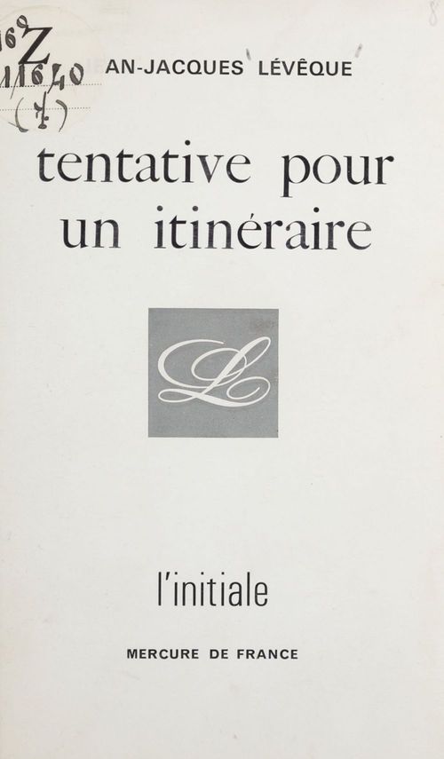 ebook cover of Tentative pour un itinéraire, by Jean-jacques Lévêque