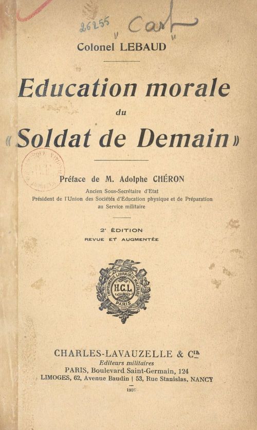 Couverture ebook de Éducation morale du "soldat de demain", de Lebaud