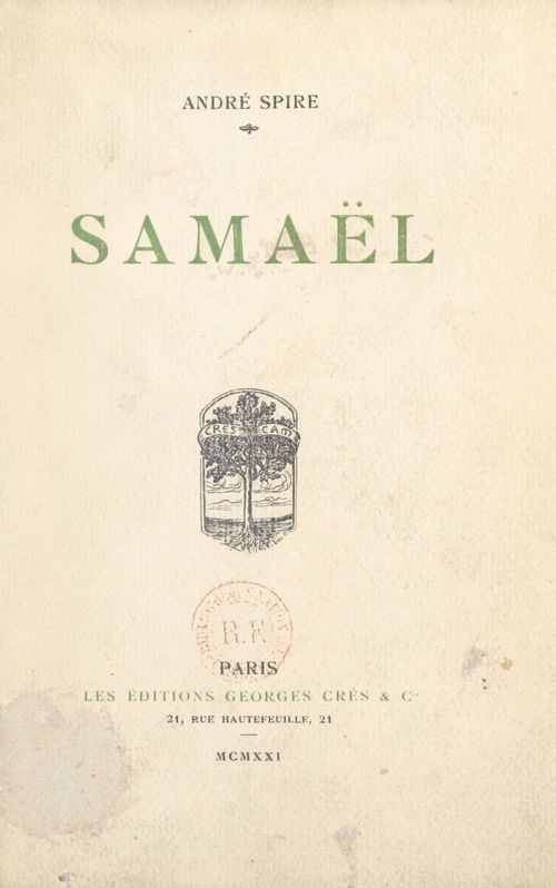Couverture ebook de Samaël, de Andre Spire