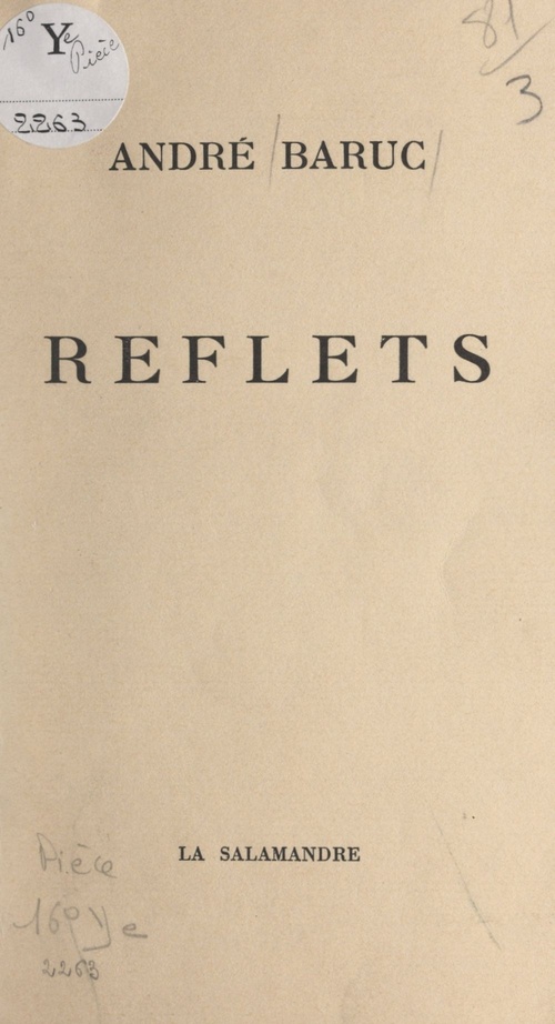 Couverture ebook de Reflets, de Andre Baruc