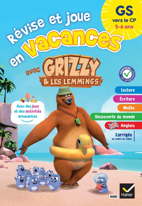 Couverture ebook de Cahier de vacances Grizzy et les lemmings - GS vers le CP, de Aurore Meyer