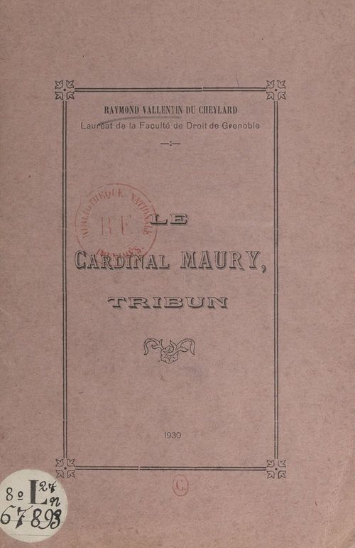 Couverture ebook de Le Cardinal Maury, tribun, de Raymond Vallentin Du Cheylard